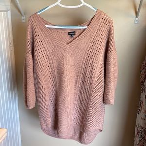 LUREX CABLE KNIT V-NECK SWEATER